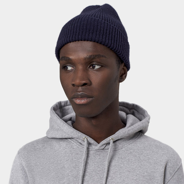 Merino Wool Beanie - Navy Blue